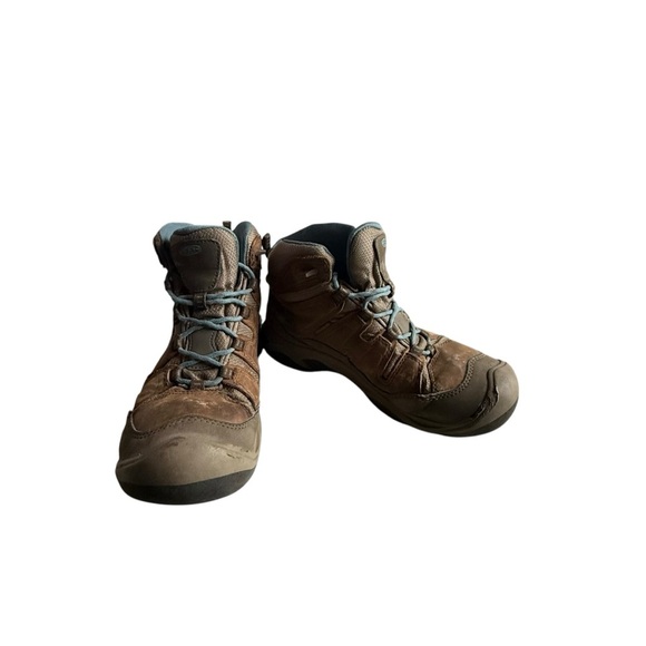 Women's Keen Circadia Mid Waterproof Leather Hiking Boot 7.5 Brown/Blue 1026764 - Picture 13 of 16